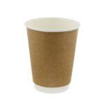 Kraft Double wall Paper cups with Lids 12oz