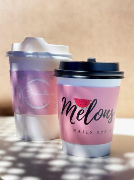 Cups paper sleeves with your logo  ( 1000 pcs ) .